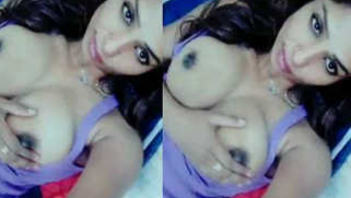 Indian girl touches big titties and pinches dark nipples close-up | XXX Video on AllSex.XXX