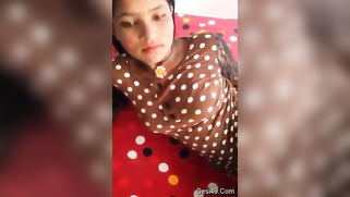 Desi student pulls polka-dot dress up to demonstrate her small tits | XXX Video on AllSex.XXX