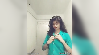 Indian teen unbuttons green shirt and takes it off just like her bra | XXX Video on AllSex.XXX