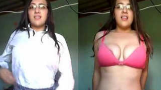 Girl with glasses from India is sex performer who takes boobies out | XXX Video on AllSex.XXX