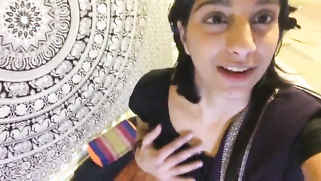 Skinny Indian babe opens top and pinches nipples on small boobs on cam | XXX Video on AllSex.XXX