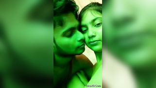 Young hunk touches girlfriend's porn areas after kissing on camera