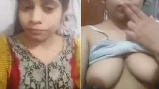 Milfy Desi webcam model demonstrates her porn wonders called tits