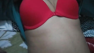 Desi girl unhooks red bra to boast about boobs in the porn video | XXX Video on AllSex.XXX
