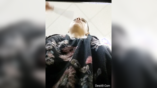 Girl knows about porn perv under the table so she shows Desi boobs