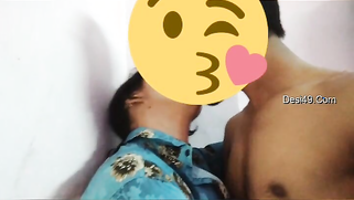 Desi girl in floral shirt kisses porn partner being covered with a smile | XXX Video on AllSex.XXX