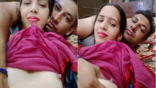 Amateur porn video where boyfriend touches Desi MILF's nipples before sex