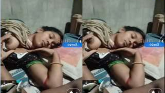 Guy reveals Desi girlfriend's tits to film porn video where he touches them