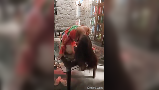 Staggering Desi porn girl in floral dress climbs the glass table | XXX Video on AllSex.XXX