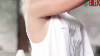 Blonde of Desi origin plays with flour in the kitchen porn video