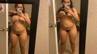 Chubby Desi cutie with glasses poses for XXX video in the mirror | XXX Video on AllSex.XXX