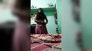 Desi brunette XXX strips to show her huge tits and fluffy pussy | XXX Video on AllSex.XXX