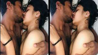 Bearded Desi hubby XXX kisses his pretty wife before having sex