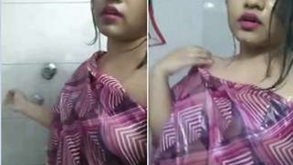 Desi stunner in sexy gown reveals XXX tits when taking a shower | XXX Video on AllSex.XXX