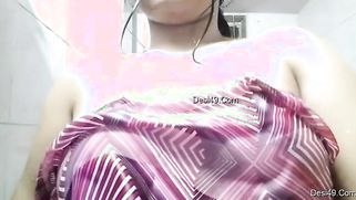 Nude Desi sweetie puts on lotion and plays with tits for XXX video | XXX Video on AllSex.XXX