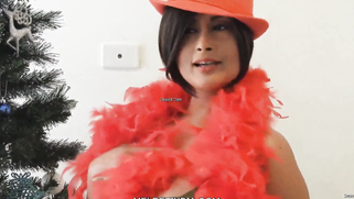 Busty Desi MILF in red XXX teases with her curves in X-mas video | XXX Video on AllSex.XXX