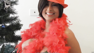 Busty Desi MILF in red XXX teases with her curves in X-mas video | XXX Video on AllSex.XXX