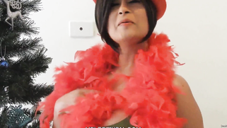 Busty Desi MILF in red XXX teases with her curves in X-mas video | XXX Video on AllSex.XXX