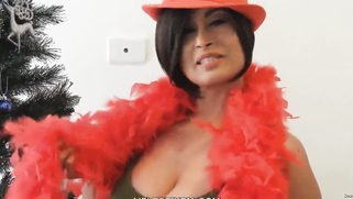 Busty Desi MILF in red XXX teases with her curves in X-mas video | XXX Video on AllSex.XXX