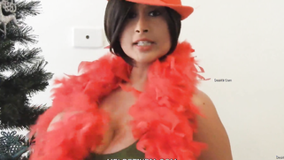 Busty Desi MILF in red XXX teases with her curves in X-mas video | XXX Video on AllSex.XXX