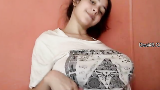 Desi teeny playing with her fantastic huge boobs for hot XXX video | XXX Video on AllSex.XXX