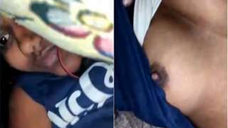 Desi girl hides under the blanket to show off her tits in XXX call | XXX Video on AllSex.XXX