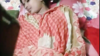 Aroused man lifts wife's dress up to touch her cute Desi XXX pussy