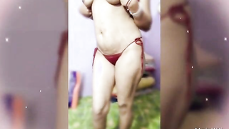 Desi mommy puts off sexy red lingerie to show XXX boobs and pussy