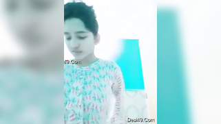 Naughty Desi teeny undresses and XXX plays with her cute breasts