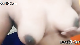 Desi babe touches and XXX caresses her big breasts in the bathroom | XXX Video on AllSex.XXX