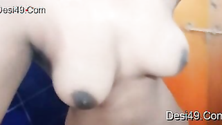 Desi babe touches and XXX caresses her big breasts in the bathroom | XXX Video on AllSex.XXX