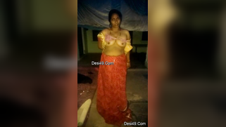 Young man behind camera films how old aunty gets naked before him