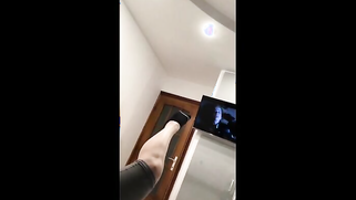 Playing with feet gives pleasure to Indian with earphones watching TV | XXX Video on AllSex.XXX