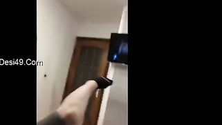 Playing with feet gives pleasure to Indian with earphones watching TV | XXX Video on AllSex.XXX