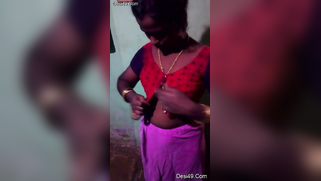 Indian aunty puts red top on hiding saggy titties in amateur XXX video | XXX Video on AllSex.XXX