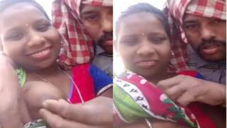 Bearded man kisses Desi coed and plays with sensitive tits outdoors | XXX Video on AllSex.XXX