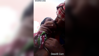 Bearded man kisses Desi coed and plays with sensitive tits outdoors | XXX Video on AllSex.XXX