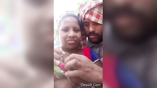 Bearded man kisses Desi coed and plays with sensitive tits outdoors | XXX Video on AllSex.XXX