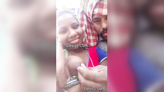 Bearded man kisses Desi coed and plays with sensitive tits outdoors | XXX Video on AllSex.XXX