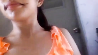 Indian babe in orange takes clothes off to flaunt boobs and buttocks | XXX Video on AllSex.XXX