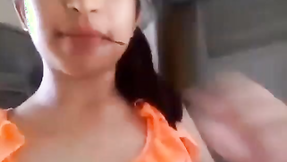 Indian babe in orange takes clothes off to flaunt boobs and buttocks | XXX Video on AllSex.XXX