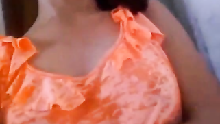 Indian babe in orange takes clothes off to flaunt boobs and buttocks | XXX Video on AllSex.XXX