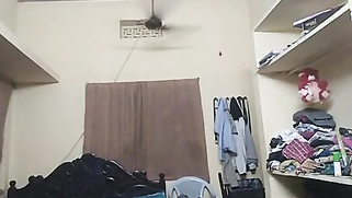 Indian girl wears pink bra and red top on camera in her bedroom | XXX Video on AllSex.XXX