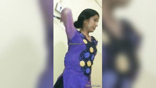 Skinny Desi girl wears pink lingerie and then puts on blue sari | XXX Video on AllSex.XXX