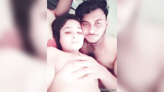 Indian teen likes when guy touches her titties and kisses lips