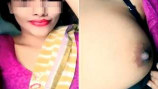 Aroused Indian teen slowly open top and pulls black bra a bit down