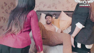 Bearded man sneaks into two Indian office aunts who are lesbians