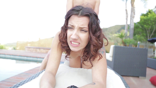 Curious gal Sophia Grace tries anal sex with her stepdad by poolside