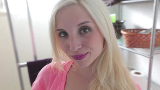 Small blonde Piper Perri prepares for porn shoot while being filmed