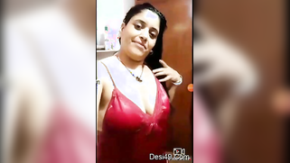 Desi aunty does crazy things like showering in red gown in XXX clip | XXX Video on AllSex.XXX